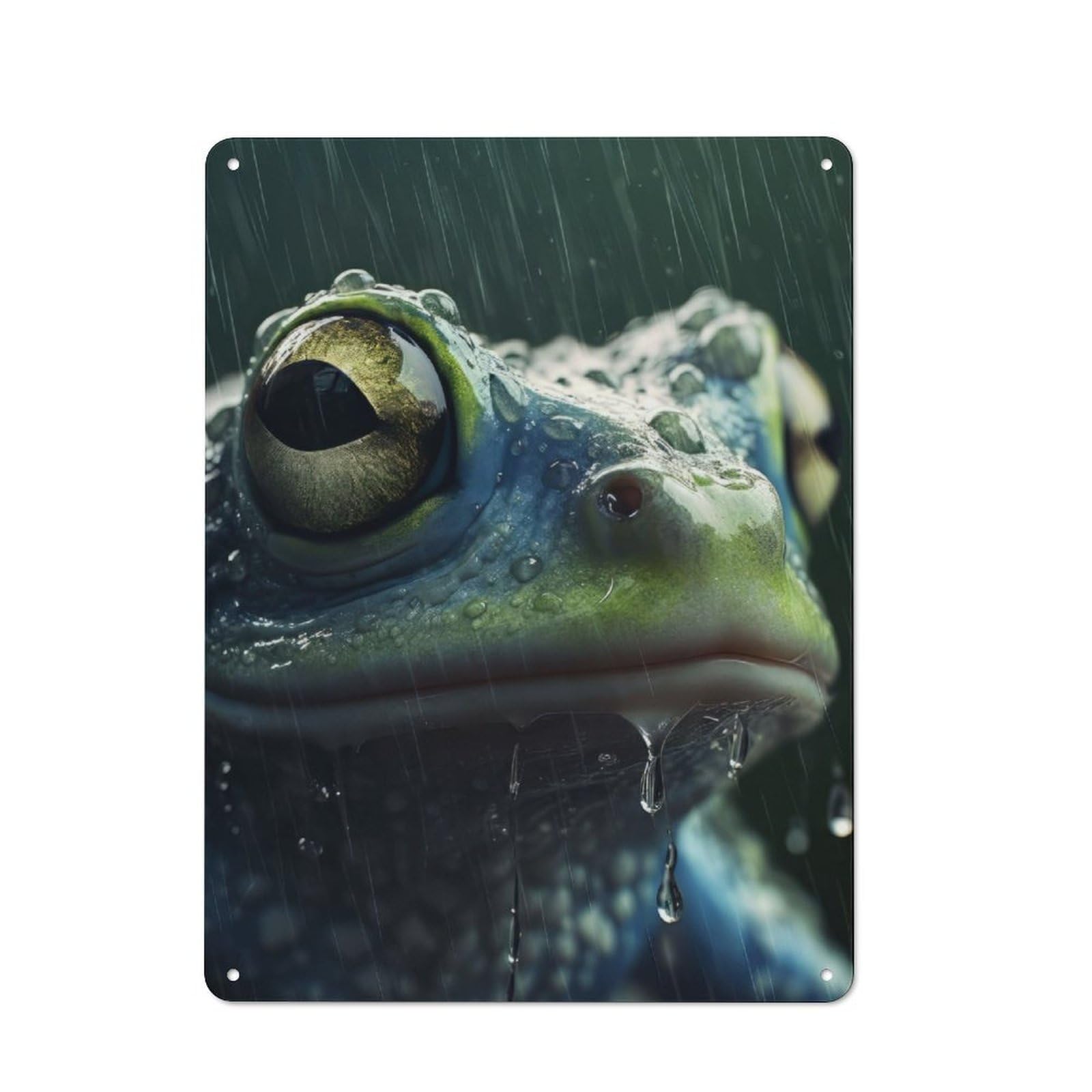 Junmoney Wet Frog Closeup Rustic Metal Wall Sign 40X30cm For Café Or Restaurant, Gift Idea At Christmas For Café Owners And Decorators