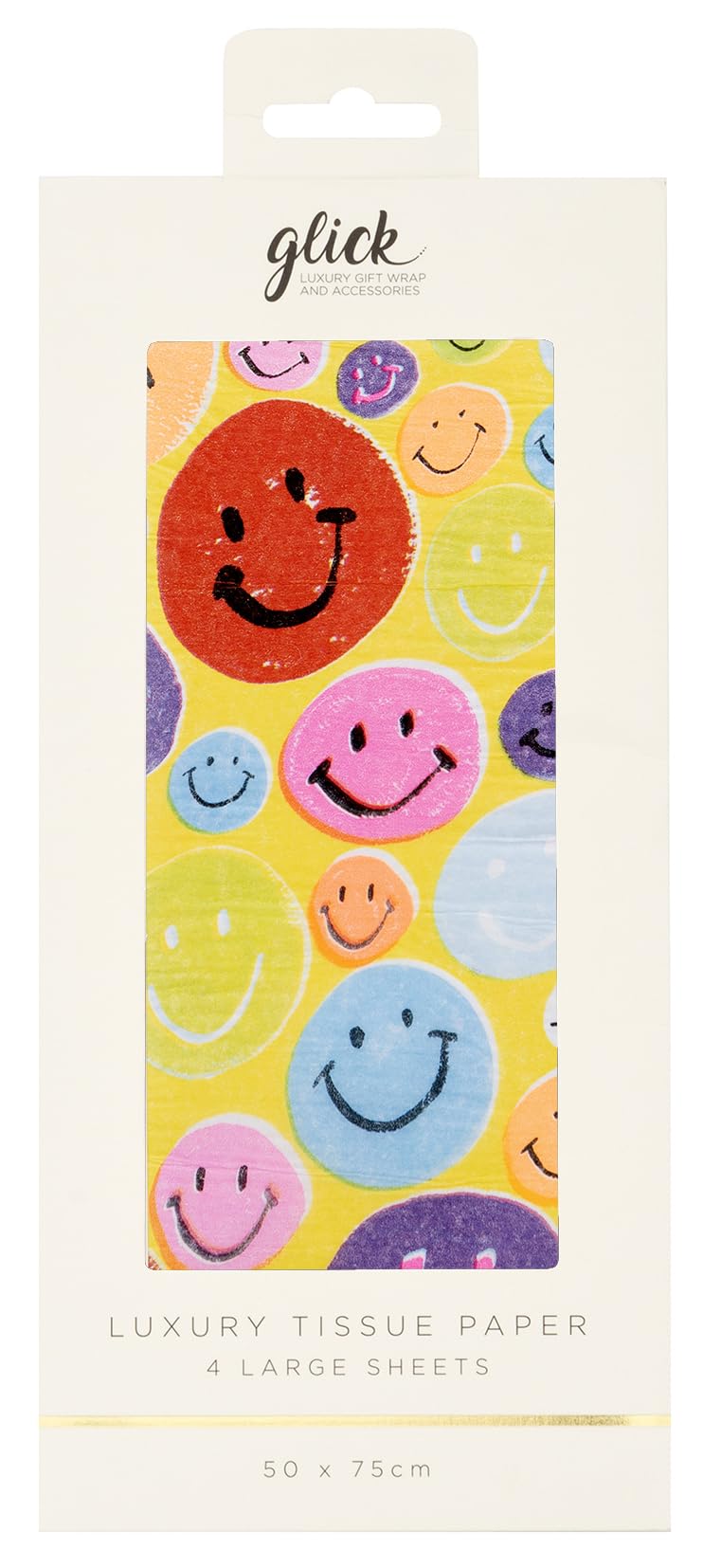 Glick Patterned Tissue Paper - Smiley Faces - 500 x 750mm - 4 Sheets