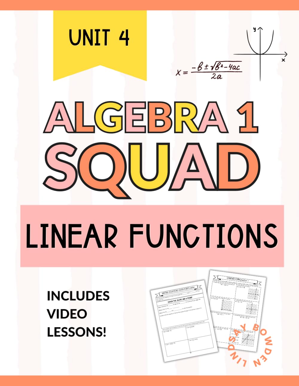 Algebra 1 Linear Functions Workbook: Slope, Graphing, Writing Linear Equations, & Inequalities (Algebra 1 Squad)