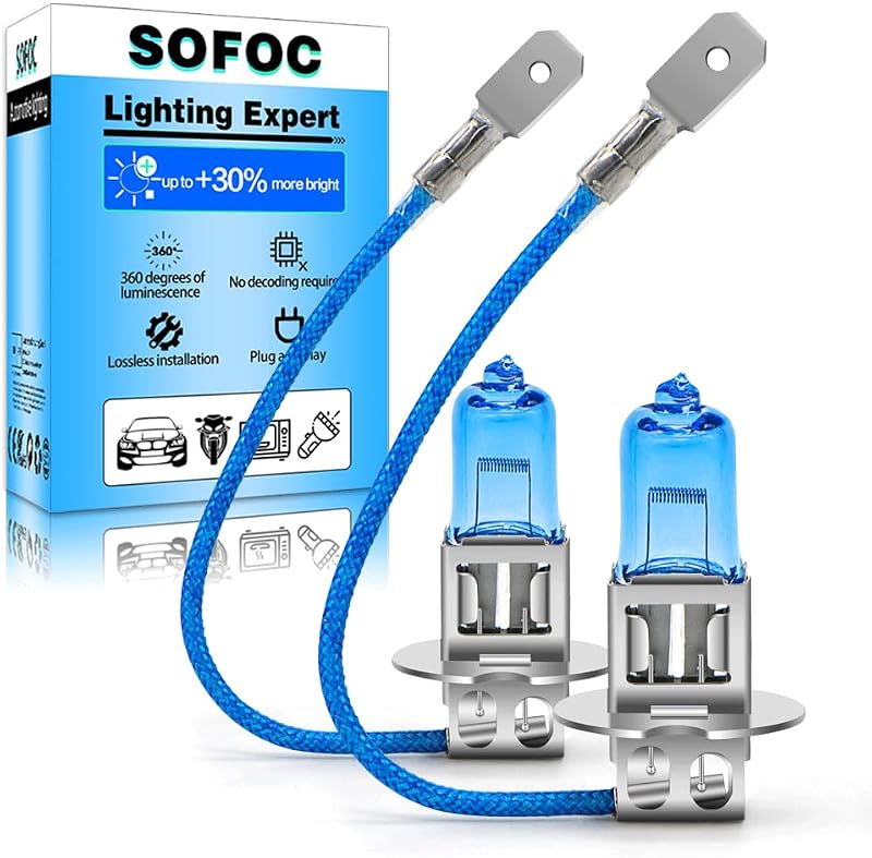 Lâmpada halógena H3 PK22S SOFOC 12 V 100 W 6000 K 1500 lm – 2 unidades