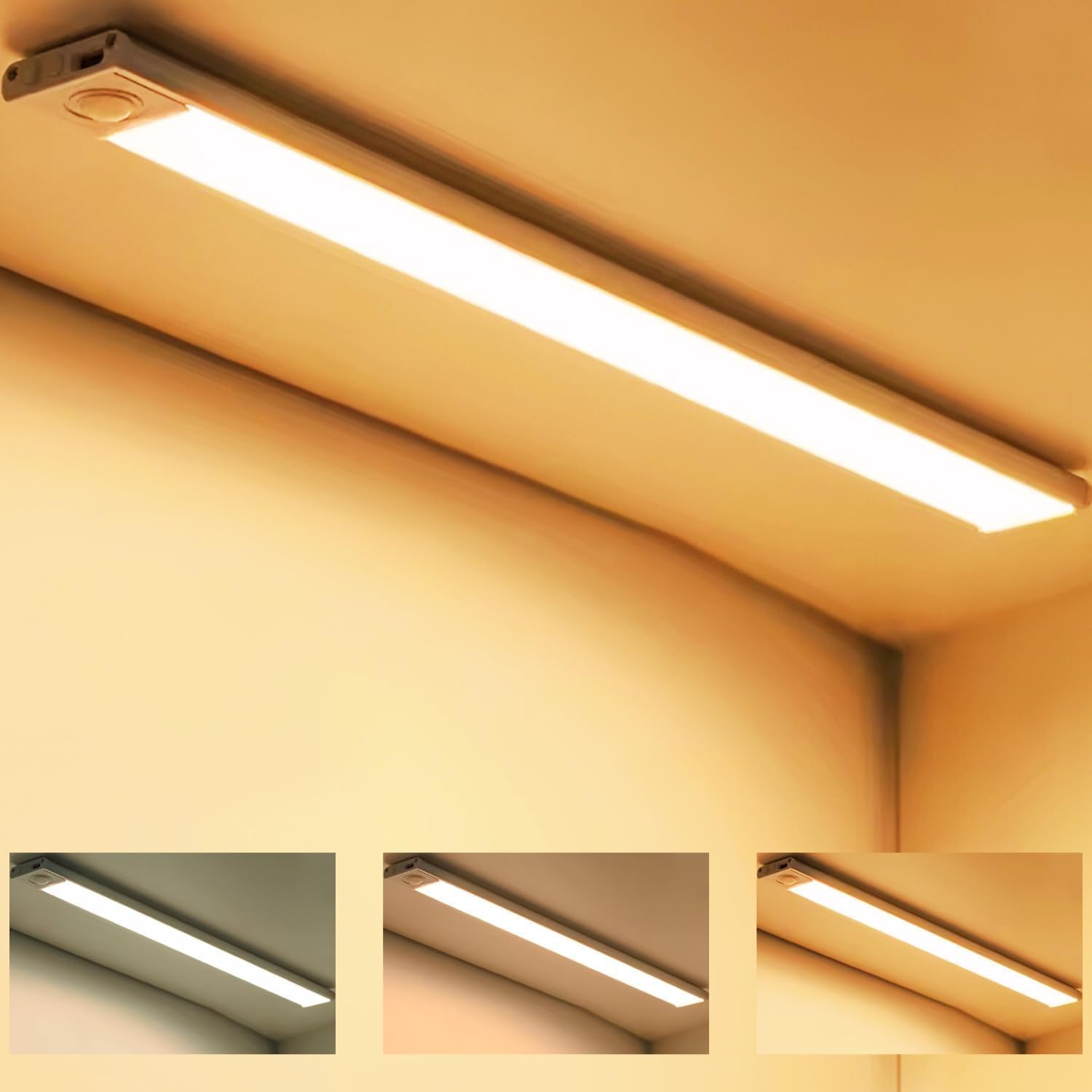 Under Cabinet Motion Sensor 20cm LED Lights – Magnetic Stick On Wardrobe & Kitchen Light Bars, USB Rechargeable | 3 Modes Color Temperatures, Dimmable, Wireless Closet Night Lighting (Pack of 1)