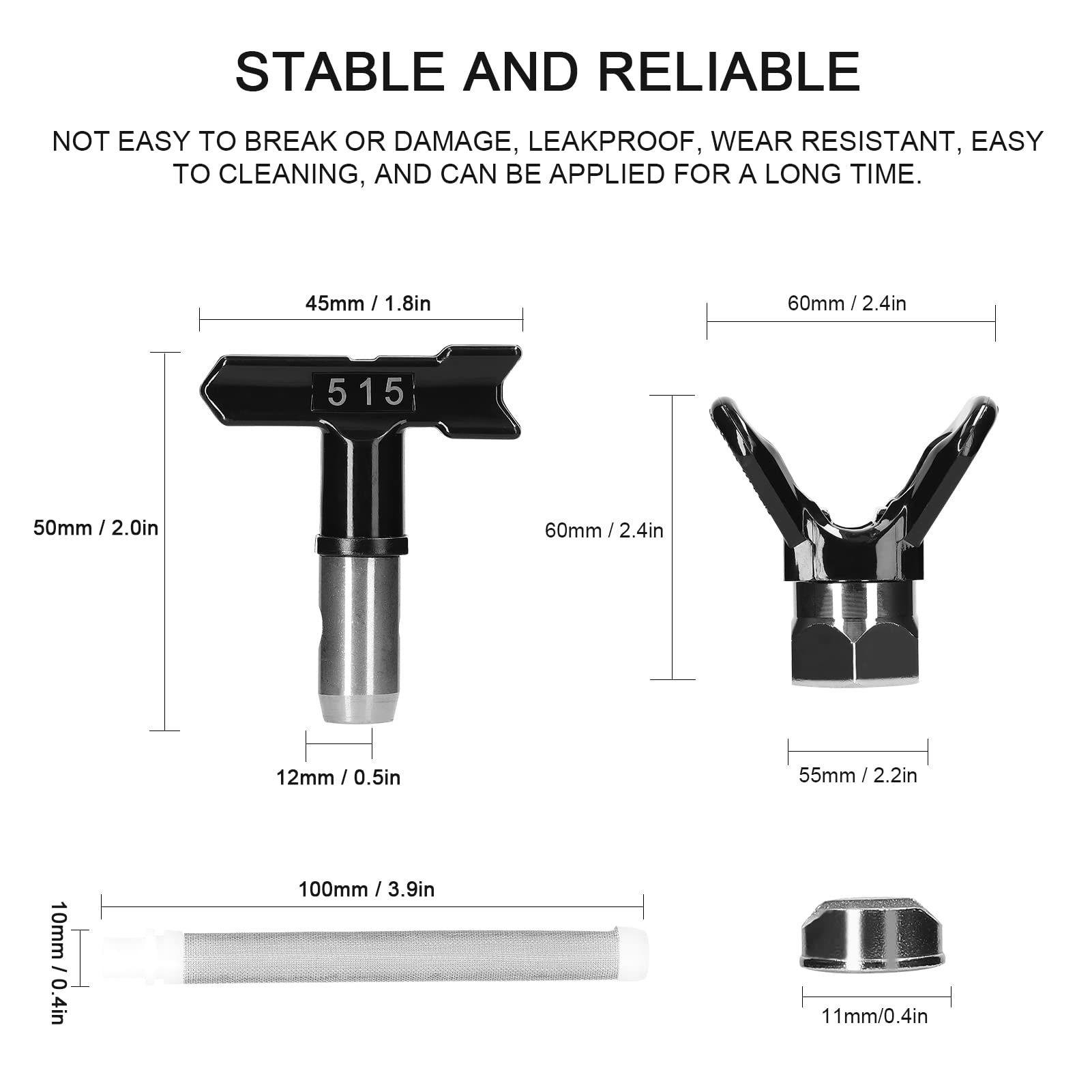 Weytoll 6 Stück Airless Farbdüsen Set, für Airless Farbsprühsysteme（ Type: 211, 315, 417, 515, 517, 523）
