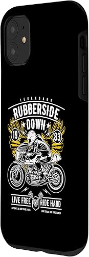 Vista 2 de iPhone 11 Retro Cafe Racer Rubberside Down Motorcycle Race Design Case