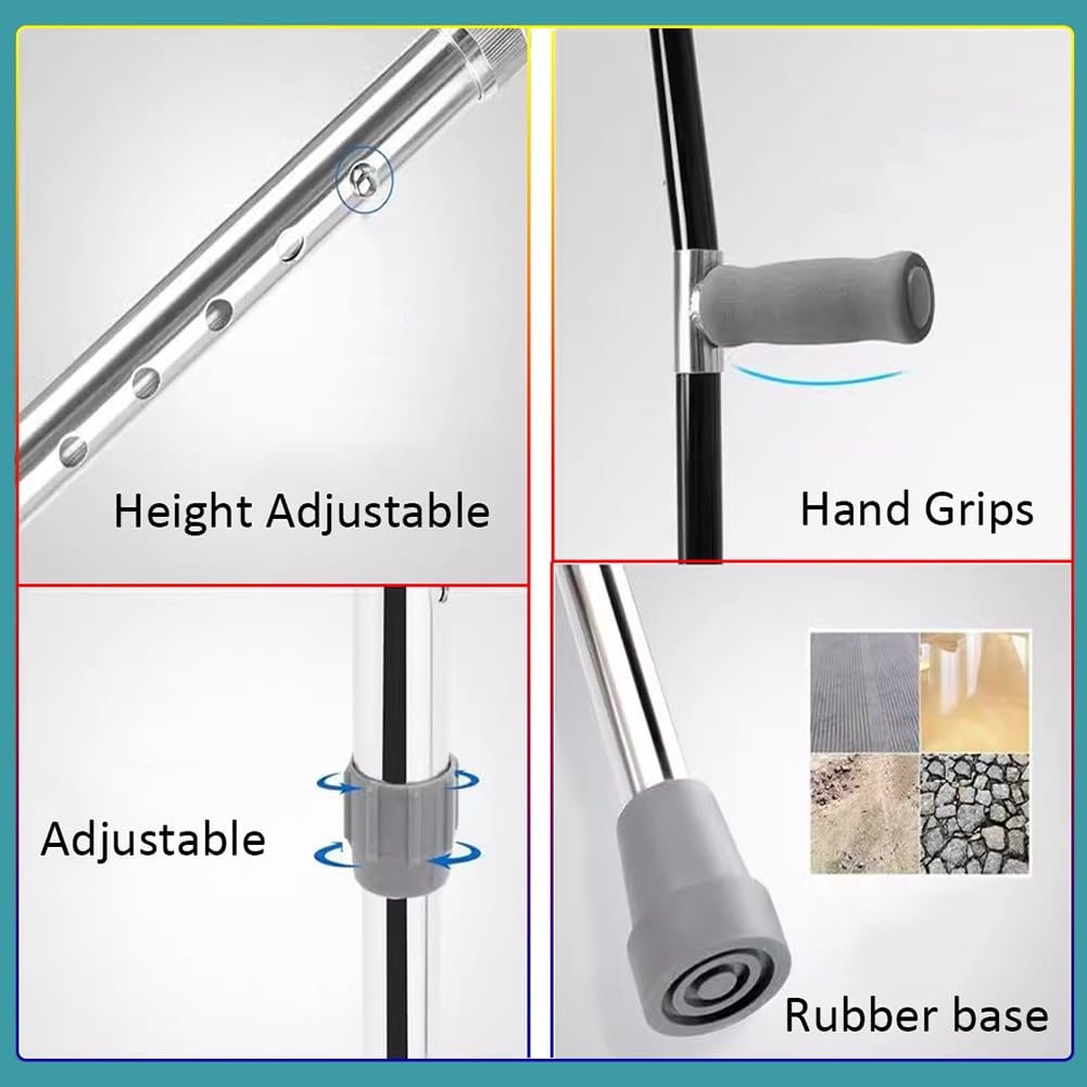 Paio di Stampelle for Avambraccio, di Supporto for Gambe Dopo Infortunio O Intervento Chirurgico, Aiuto for Camminare Altezza Regolabile