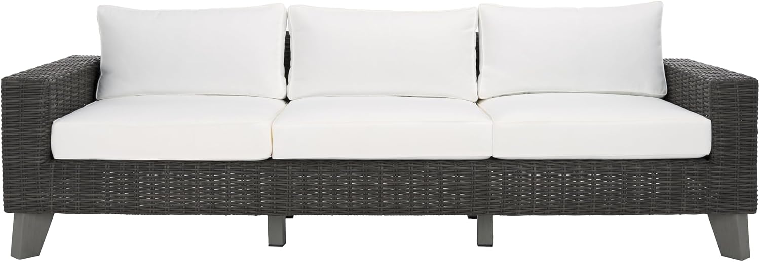 SAFAVIEH Couture Collection Margarita Dark Grey/White Faux Wicker Indoor/Outdoor Patio Sofa