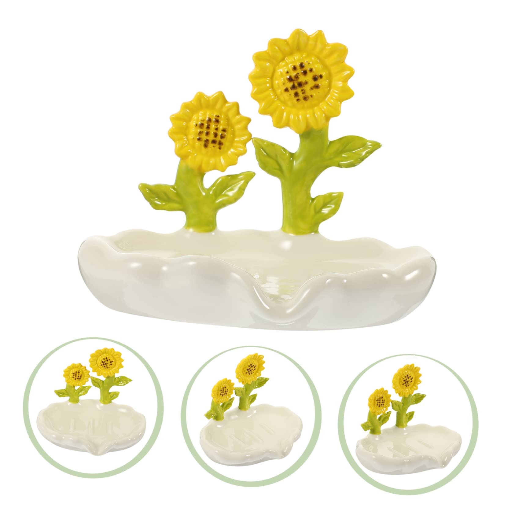 Jabonera de Cerámica Forma de Flor, Color Blanco, para Baño