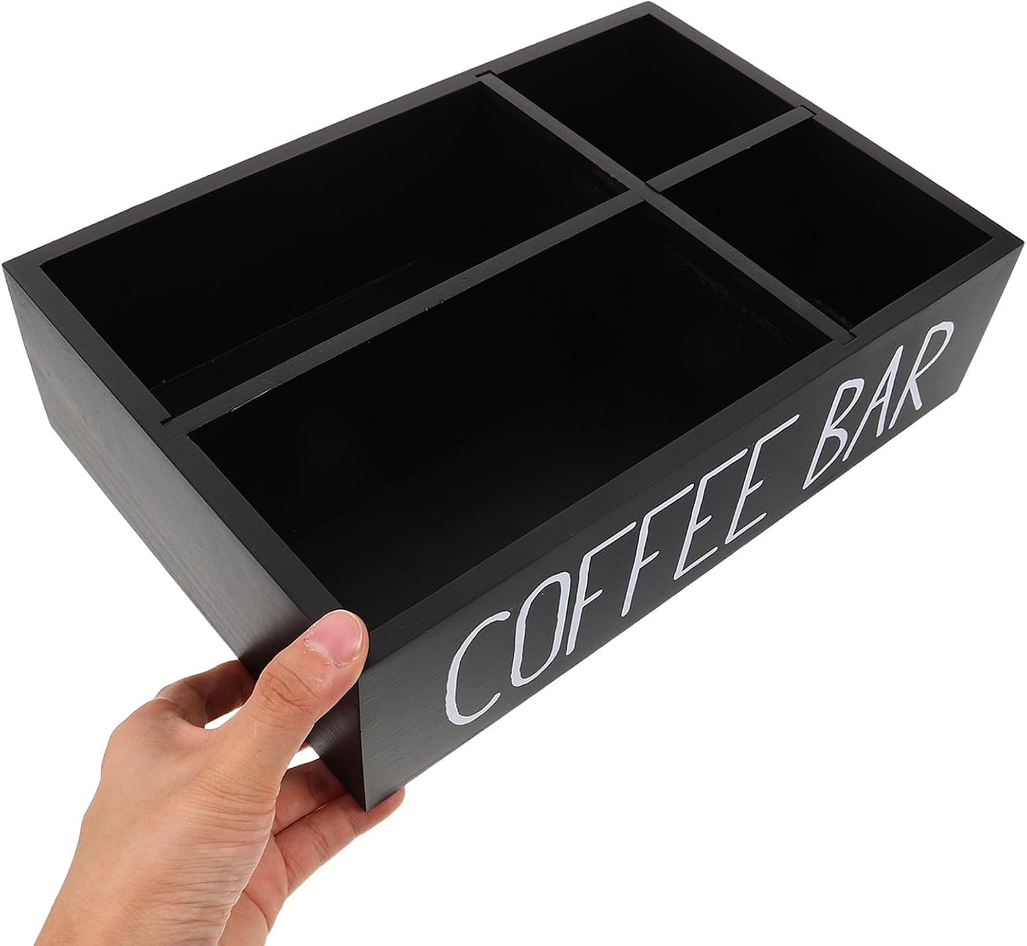 GANAZONO 2pcs Wooden Coffee Bar Organizer with Dividers for Countertop