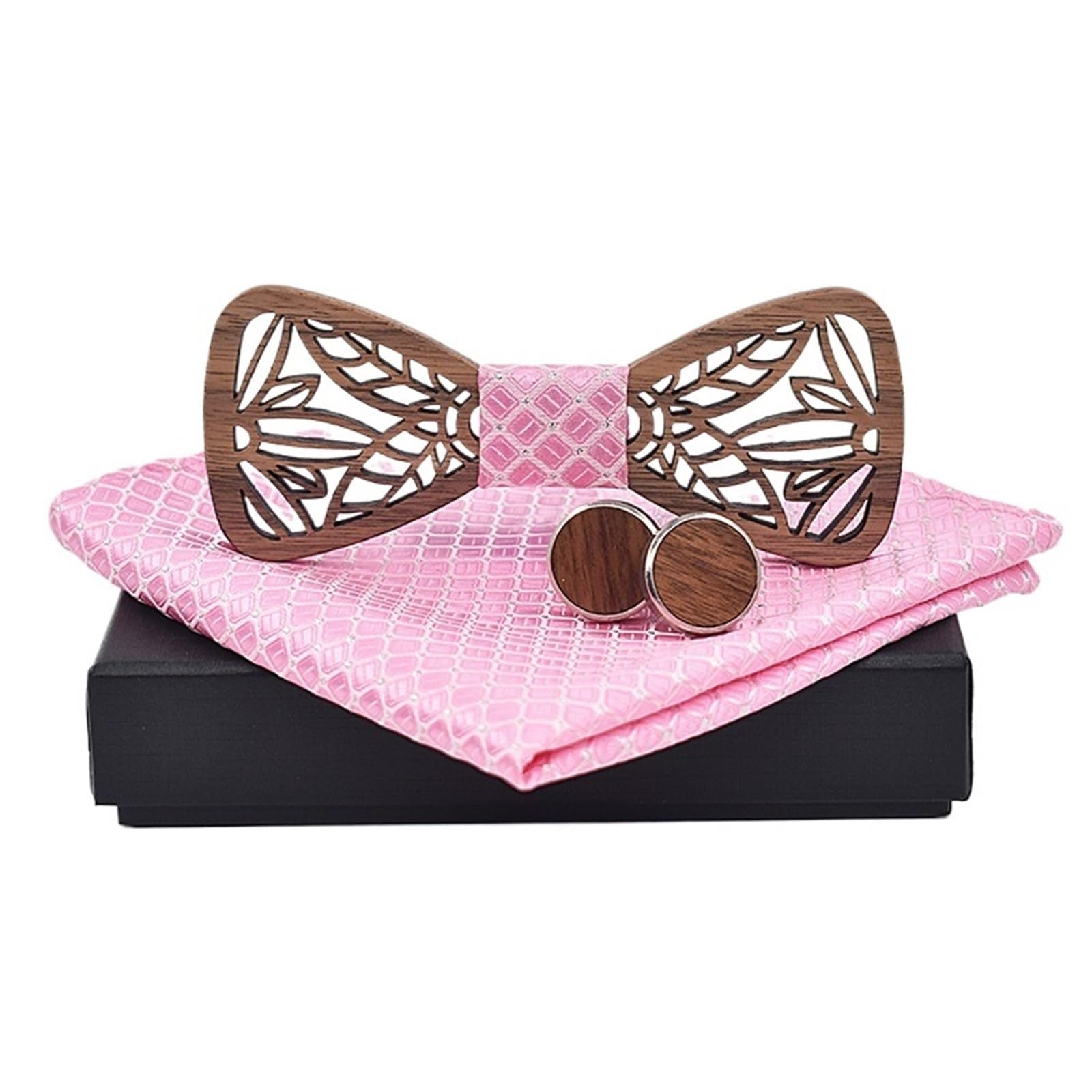 Pajaritas Hombre Conjunto de Pajarita de Madera y Corbata de Pajarita con pañuelo(Color5)