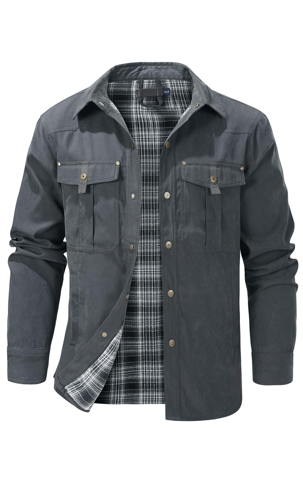 Mr.StreamMen's Lightweight Long Sleeved Snap Plaid Western Cowboy Flannel Lined Shirts Jackets