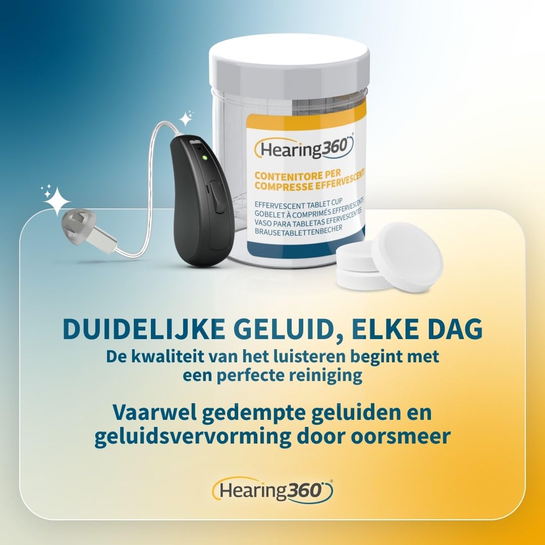 Brausetabletten für Hörgeräte, Tiefenreinigung und Desinfektion für Windeln und Röhrchen, Tabletten mit Aktivsauerstoff, Medizinprodukt der Klasse I (5 Boxen, 100 Einheiten)