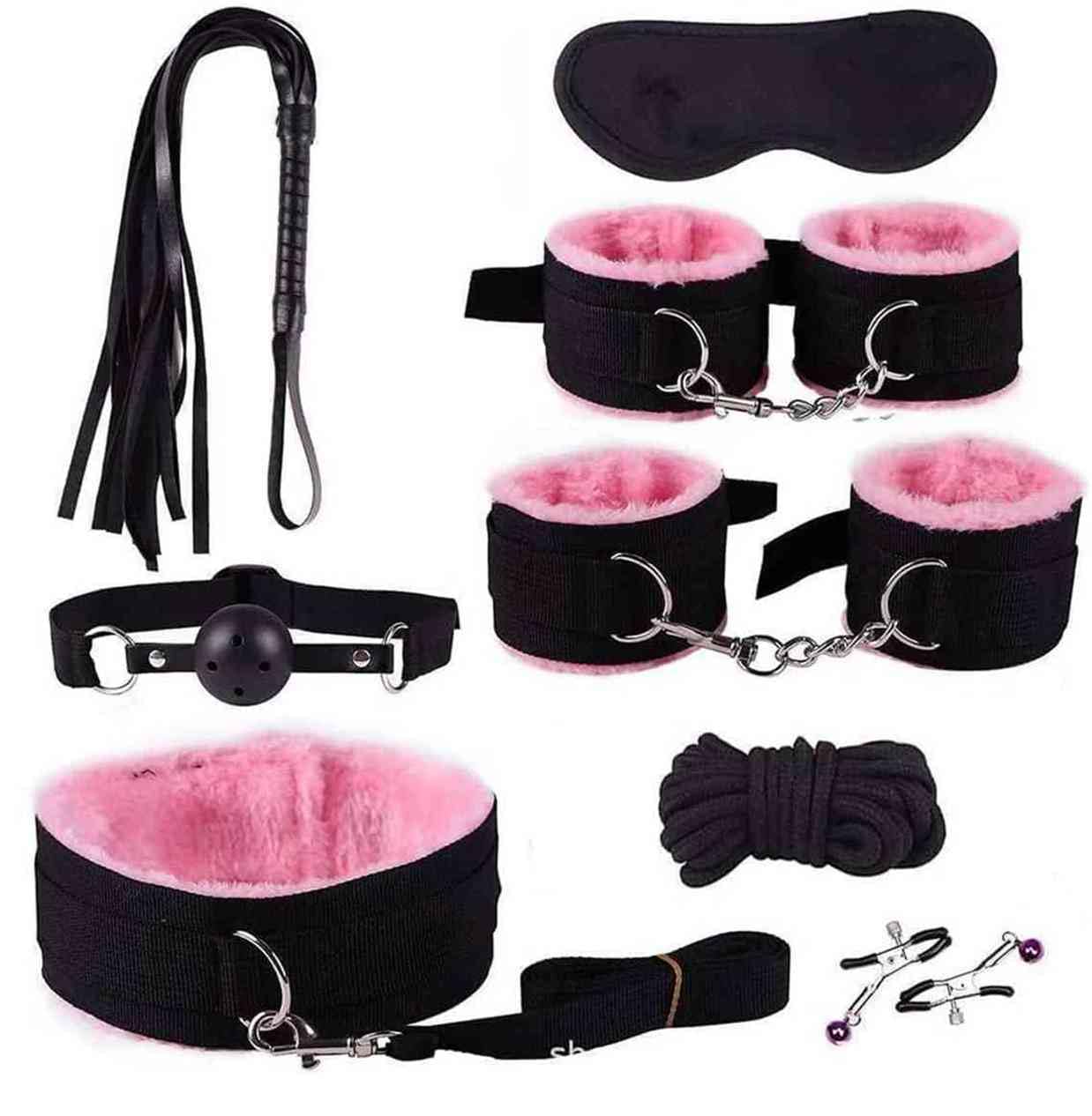 Bed Bonage Restraints Sex Adults King Size Bed Straps Sex Tie Downs Under Mattress for Couples Adult Play Queen Bed Bondaged Rope Cord & Rope Kit Sex Hand Cuffs Set for Bedroom Pink Toys Sweatshirt