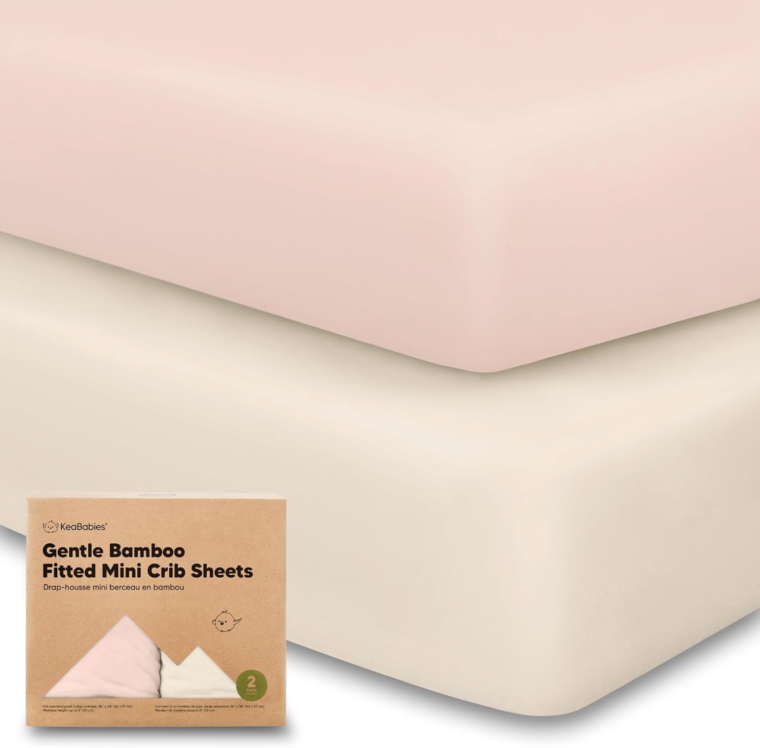 Pack and Play Sheets Fitted, 2Pack Mini Crib Sheets Pack