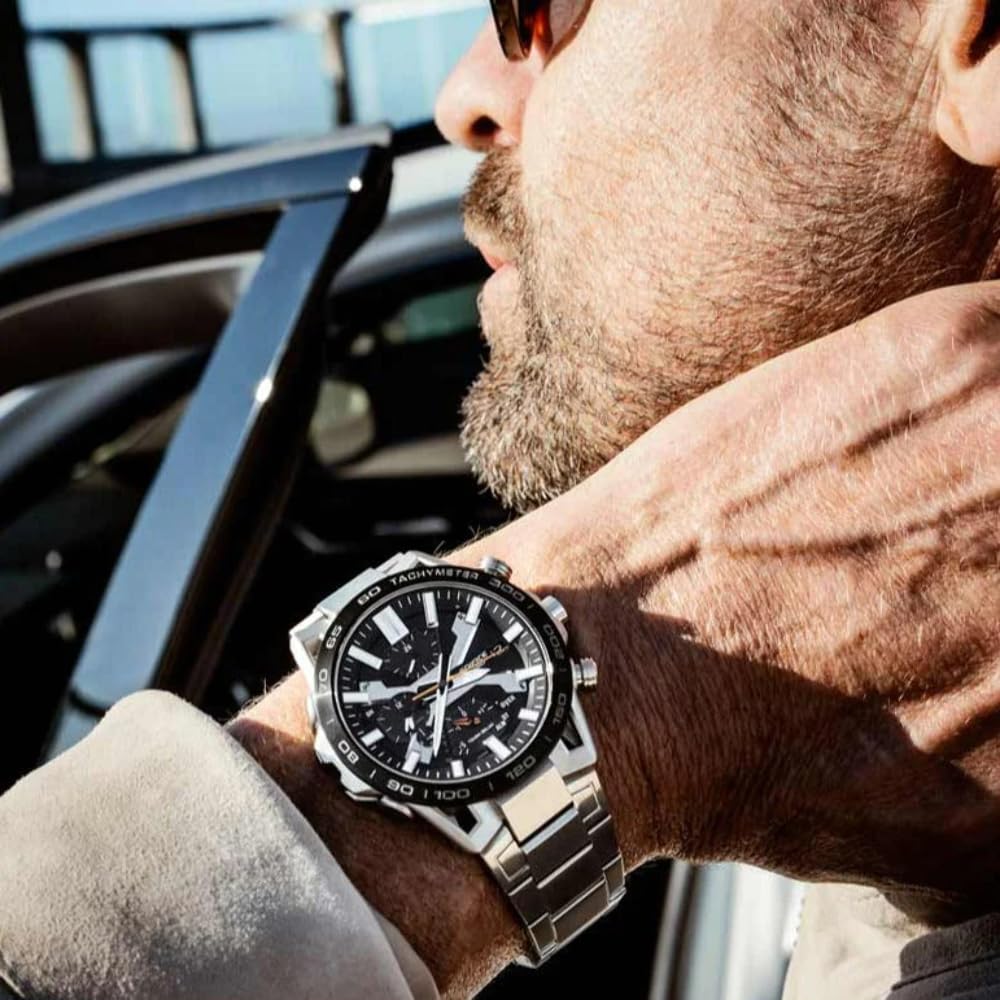Casio Orologio Solare Uomo, misura cassa 44.00mm con quadrante Blu