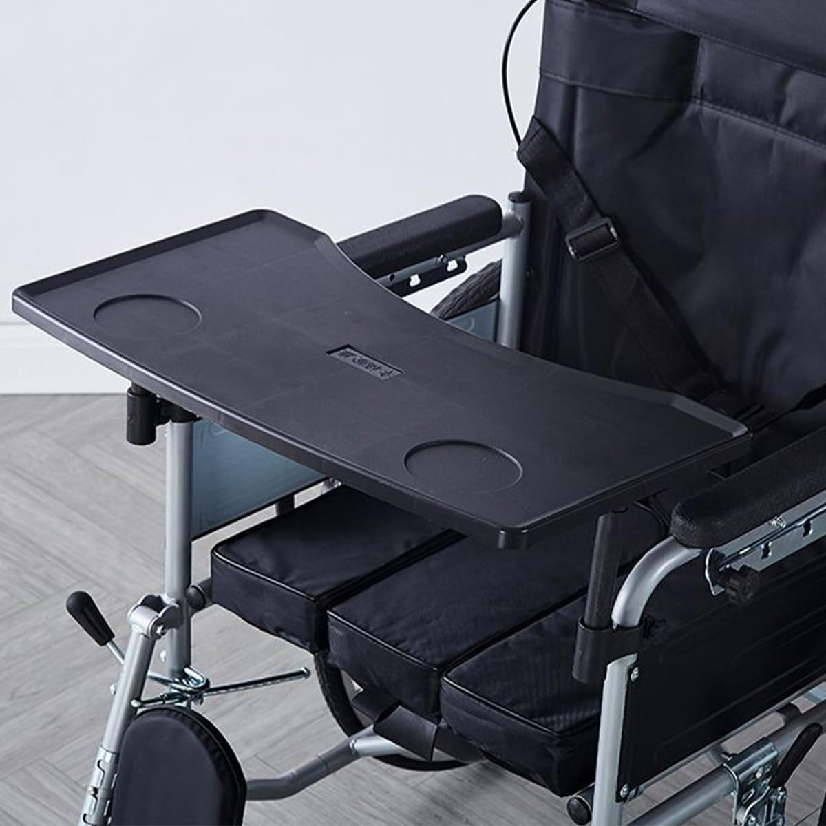 Rollstuhl Tablett Tisch mit Getränkehalter Abnehmbarer ABS-Kunststoff-Rollstuhl-Schoßtablett Abnehmbares Portable Universal Tray Schreibtisch für ältere Leseruhe (1 STK)