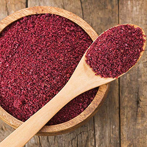 Spices Village [ 8 Oz ] Sumac Powder, Staghorn Ground Sumac Spice, Cured Sumac Bran From Sumac Berries, Mediterranean Turkish Dried Sumac - Kosher Certified, Gluten Free Non Gmo, Resealable Bag #TOP4