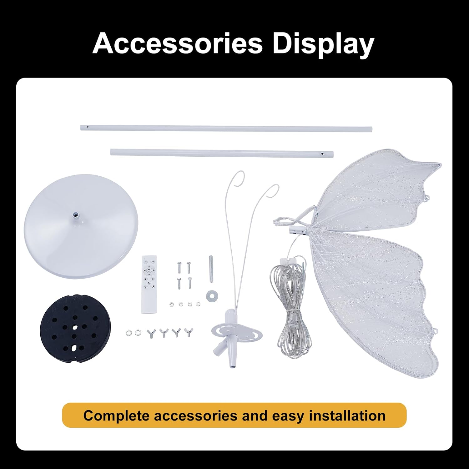 3-Color Butterfly Floor Lamp for Wedding/Party, Large LED Butterfly Decorations Adjustable Angle/Height/Brightness Hanging Lights, Romantic Creative Props(60cm/23.6in,White,1PCS)