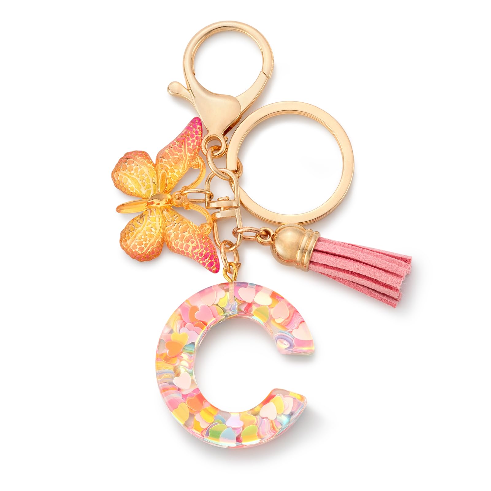 CHUQING Schlüsselanhänger Buchstabe Mädchen Schlüsselanhänger Schmetterling mit Anfangsbuchstabe für Frauen Damen