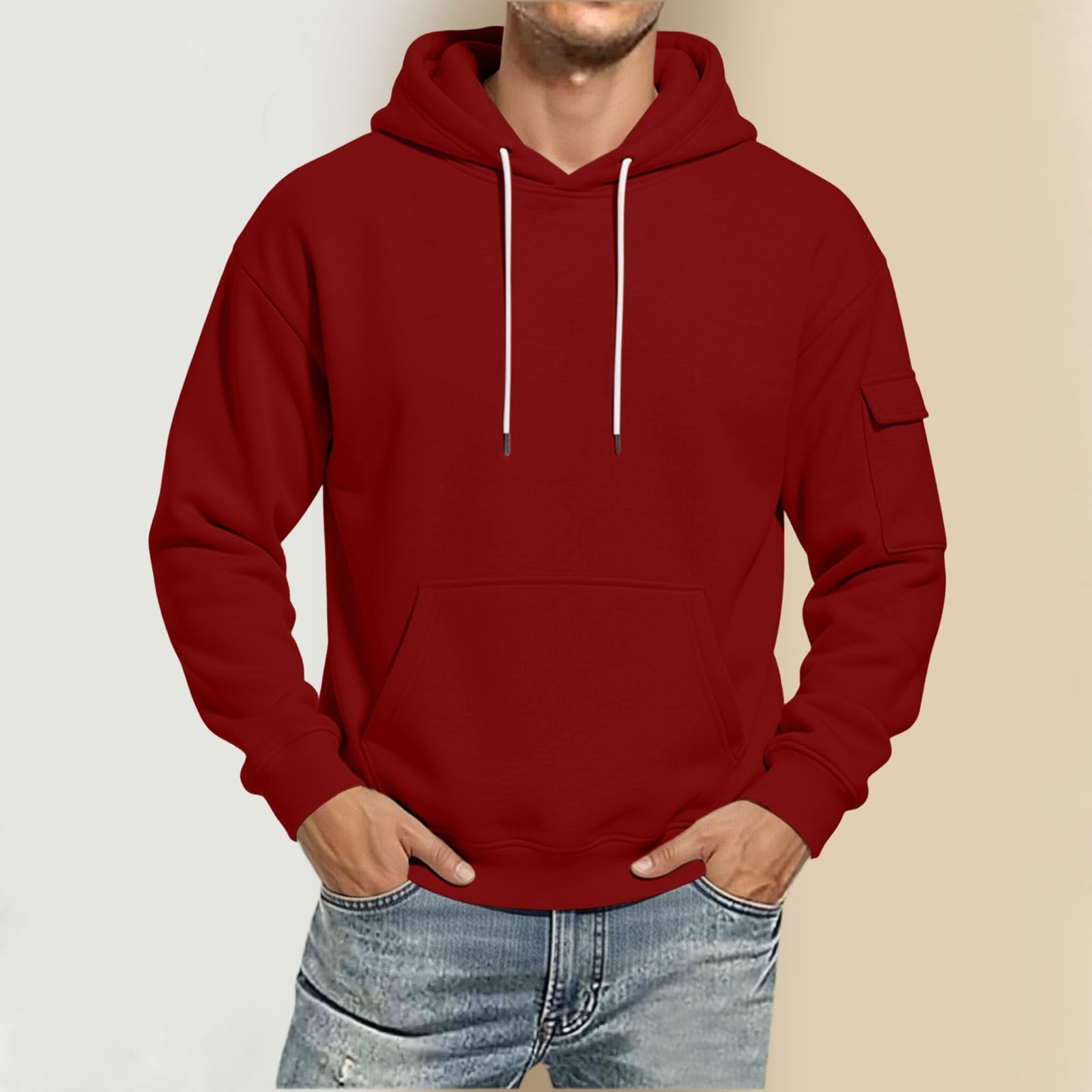 LUCKME Felpa Uomo con Cappuccio - Coulisse Tinta Unita Leggera E Funzionale | Felpa invernale uomo, fodera felpata, cappuccio regolabile, tasca marsupio, manica lunga, comfort termico, stile sportiva,