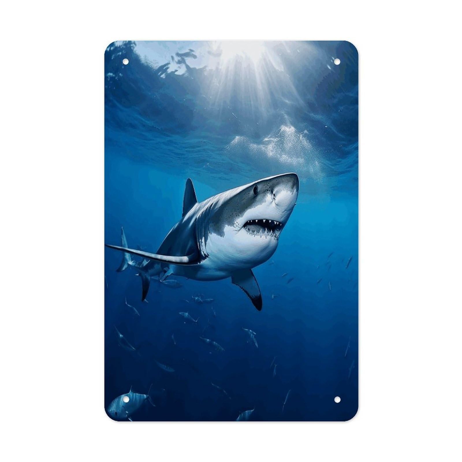 VstaDank Ocean Sea Animal Shark Metal Tin Signs Personalized Wall Art Prints Decoration Art Poster Funny Vintage Tin Sign Iron Sheet Painting Metal Signboard Decor Painting for Wall Decor