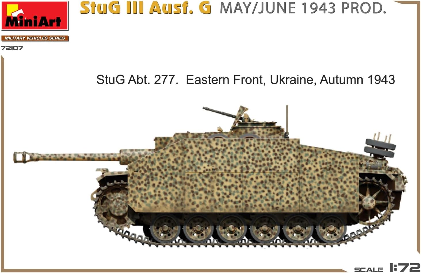 MiniArt 72107 1:72 StuG III AusF. G May 1943 Prod. Faithful Replica, Model Building, Plastic Kit, Crafts, Hobby, Gluing, Model Kit, Assembly, Unpainted
