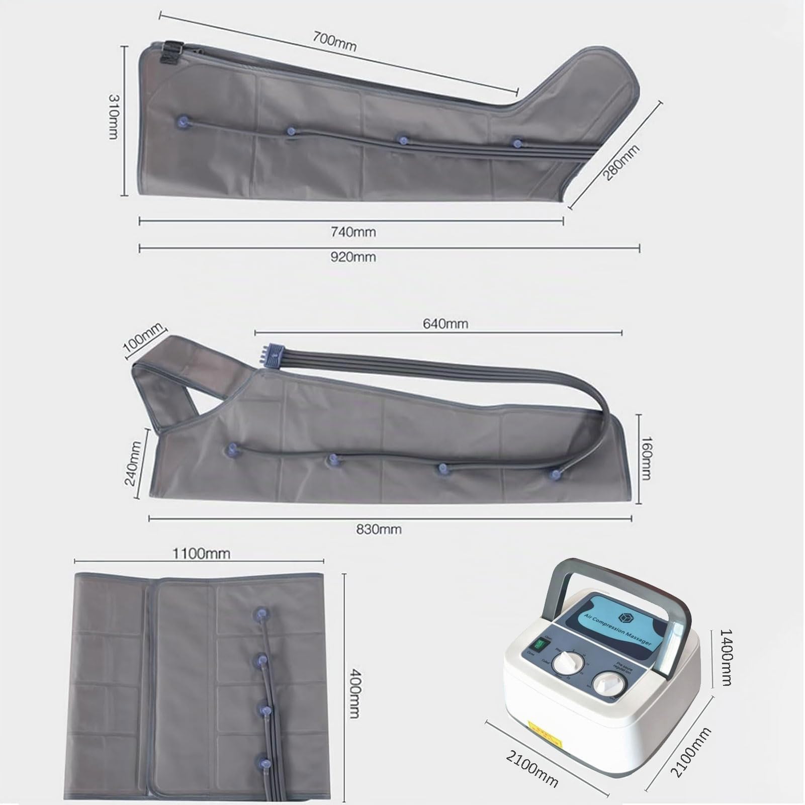 2026 Neu Lymphdrainage Gerät Beine Bei Lipödem - Kompressions-Beinmassagegerät mit 6 Luftkammern, Reduzierung Schwellungen und Müdigkeit - XL Größe (Grey, 2 legs+2 arms+1 waist)