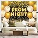Prom Night Photo Backdrop Graduation Prom Decor Gold and Black Balloons Banner Congrats Grad Party Decorations and Supplies for Home