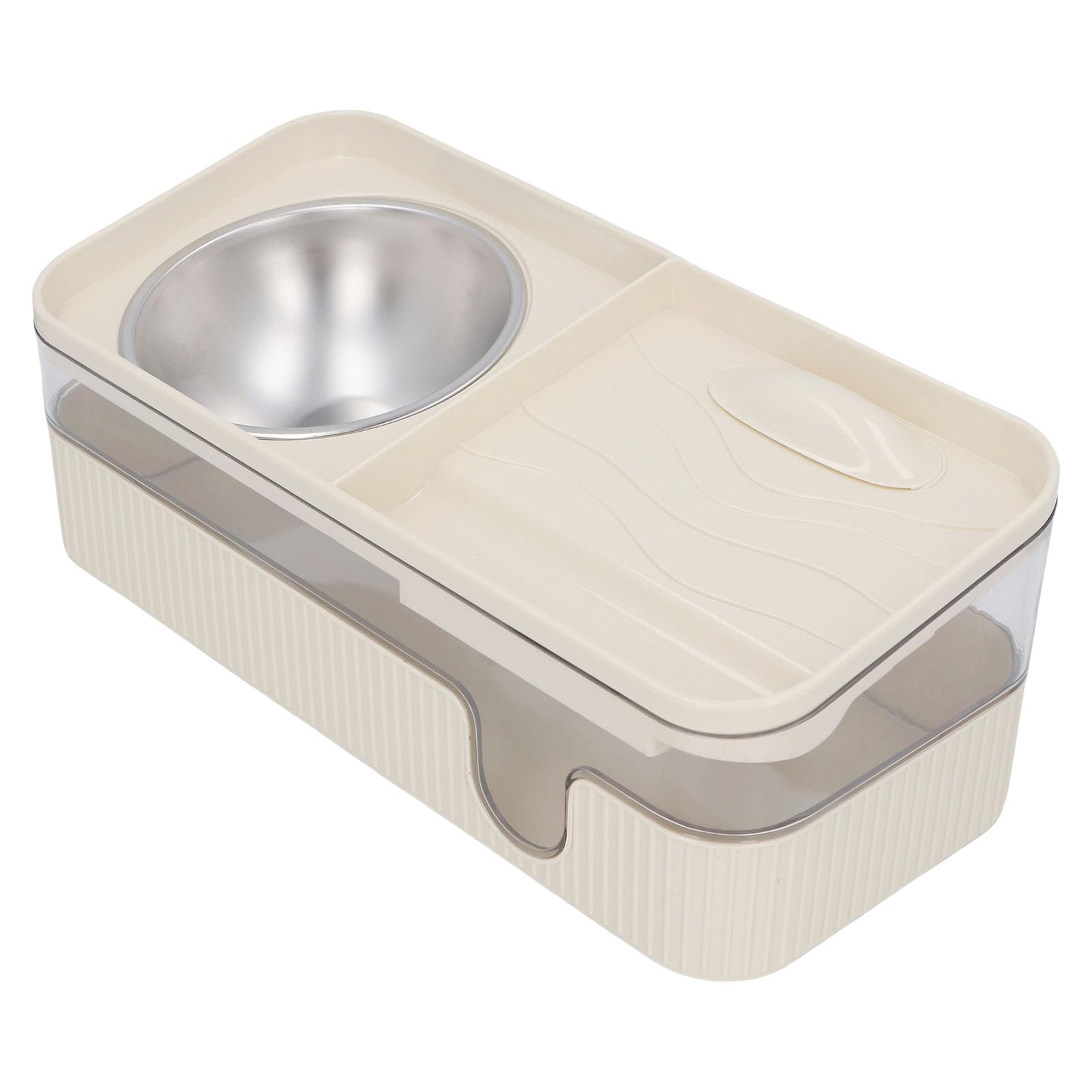 Juego de comedero automático para gatos, cuenco y bebedero de acero inoxidable de gran capacidad, solución de alimentación conveniente para gatos y perros, 13.8 x 6.3 pulgadas