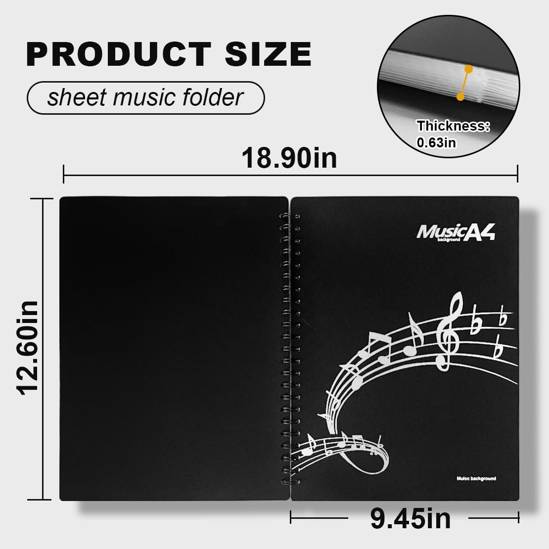 Carpeta de música, página de partituras de 8.5 x 11 pulgadas, soporte para partituras que permite anotaciones, organizador de carpeta de partituras en espiral de 40 páginas, almacenamiento de