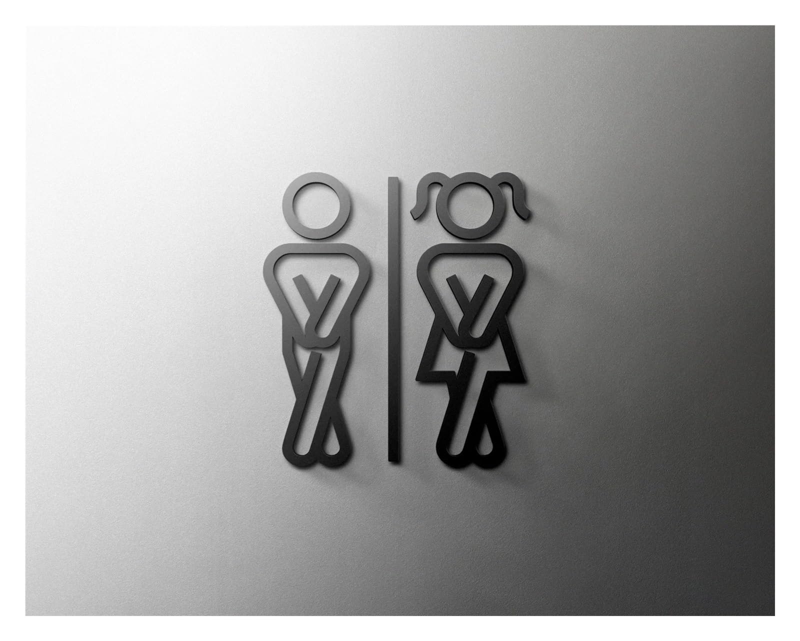 Signalisation Des Toilettes Plaque de signalisation de toilette de couleur noire, en acrylique 3D, porte de salle de lavage, étiquette d'art murale, autocollant, support de Wc, panneau de signalisatio
