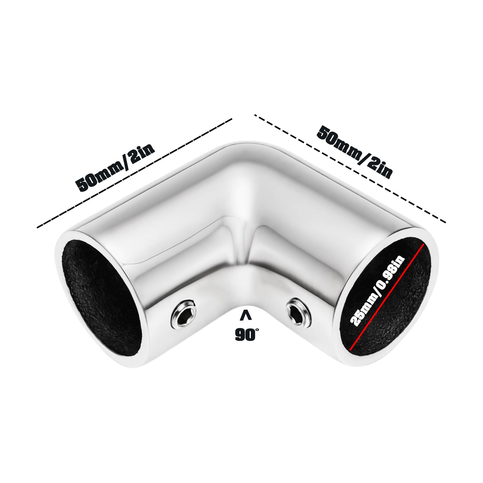 Lot de 2 Mains Courantes en Acier Inoxydable 316 pour Bateaux Et Yachts Coude à 90°