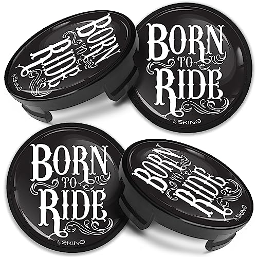 Biomar Labs Kompatibel mit Ford 6M211003 Nabenkappen Radnabenkappen Radnabenkappen 54mm Schwarz Logo Born to Ride CFZ 13