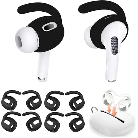 Mijusun4 Pairs Replacement Ear Hooks for AirPods Pro 2 with Silicone Storage Pouch, Earbuds Cover for AirPods Pro2 Accessory Wing Ear Tips Black