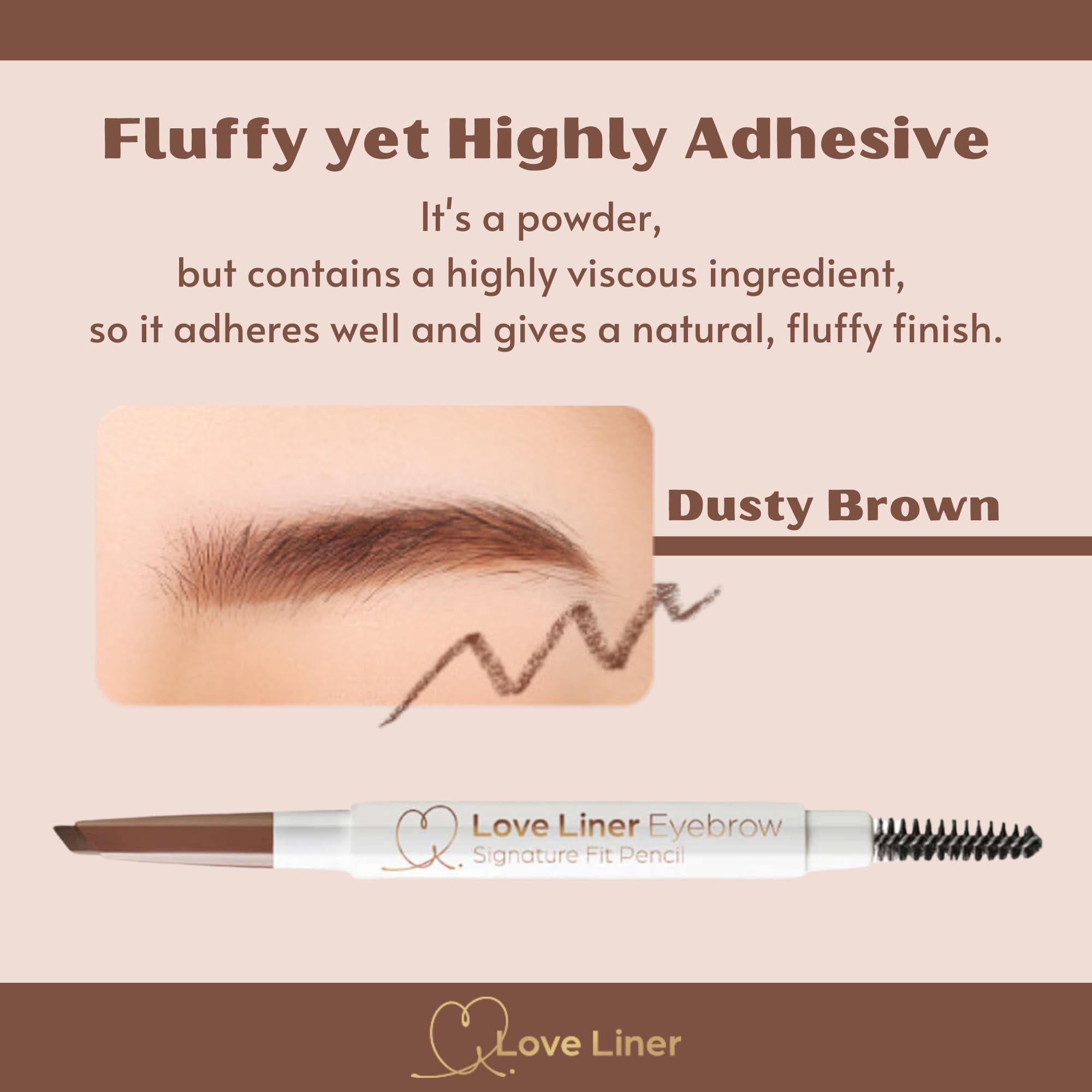MSH Love Liner Eyebrow Pencil, Waterproof & Smudge-Proof, Long-Lasting & Natural Brow, Japanese Dual-Sided Brow pencil with Spoolie, 0.7 Oz/20g, Dusty Pink