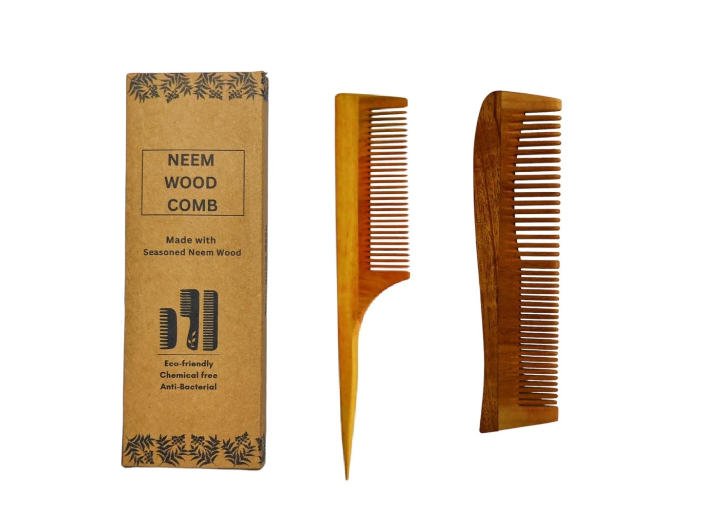 Dual-Tooth Neem Wooden Comb - Rat Tail Comb-For Hair Growth, Anti-Hair Fall, and Dandruff-Enriched with 13 Herbs - Detangling, Frizz Control, Straightening, & More(Pack of 2)-image-39