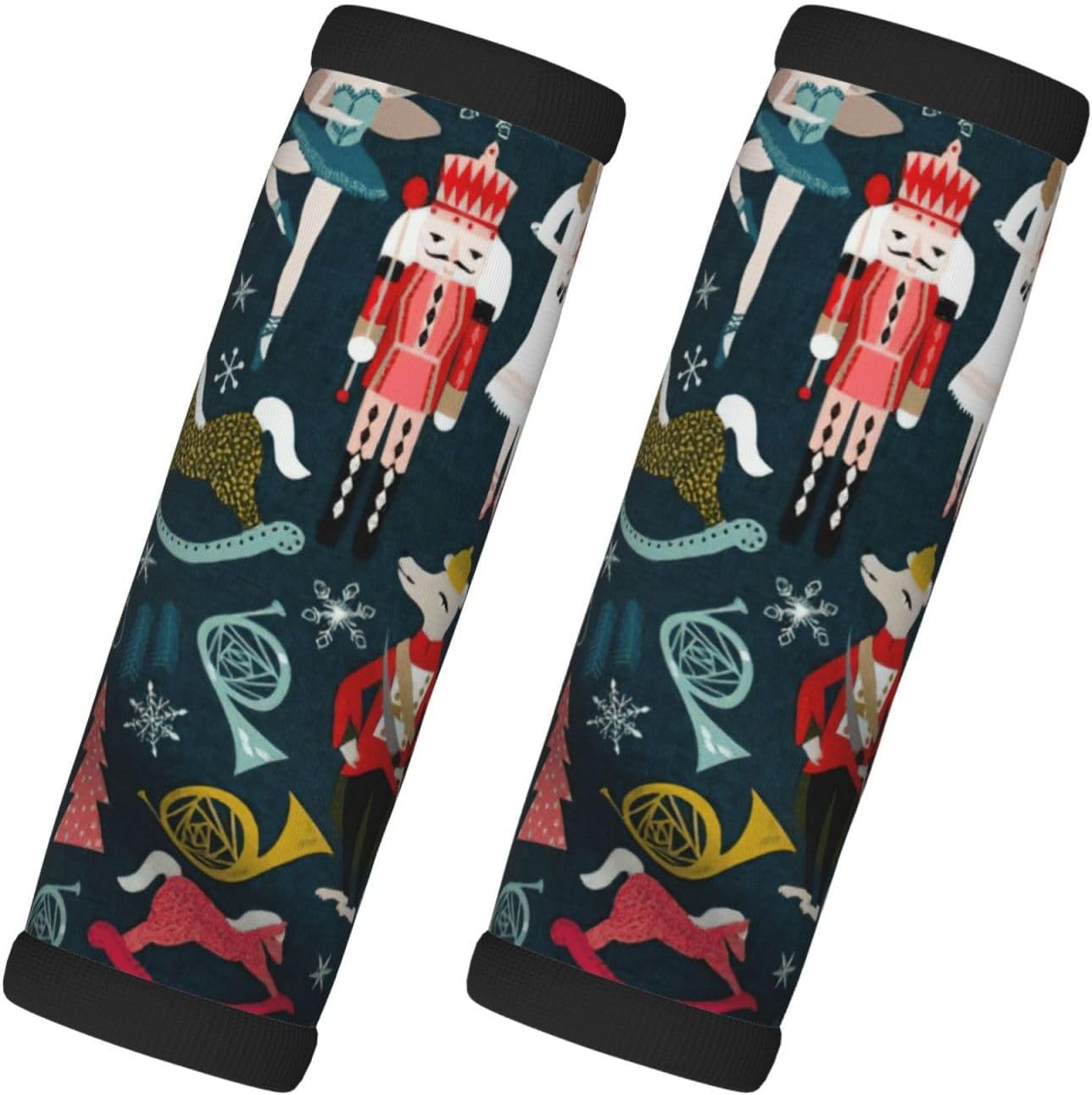 Women's Nutcracker Ballet Xmas Dance Print Luggage Handle Wraps Luggage Identifiers Soft Neoprene Luggage Handle Wraps for Suitcase Trolley Handle Grip Cover 2 Pack Luggage Tags