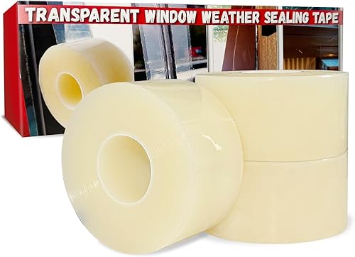 Miniatura 38 de Birllaid Cinta de sellado transparente para ventana, 2 pulgadas x 55 yardas (165 pies), cinta de sellado de aire acondicionado para ventana, sin