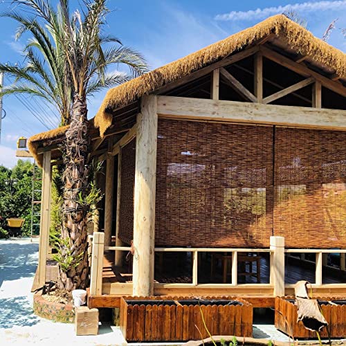 Bamboo Shades Outdoor Blinds 26" 32" 34" 42" 58" 62" 71" 72" 76" Wide Reed Curtain For Patio Cordless Rattan Blinds For Windows Roman Roller Shades Brown Bamboo Roll Up Blinds (Size : 58" X 64") #TOP6