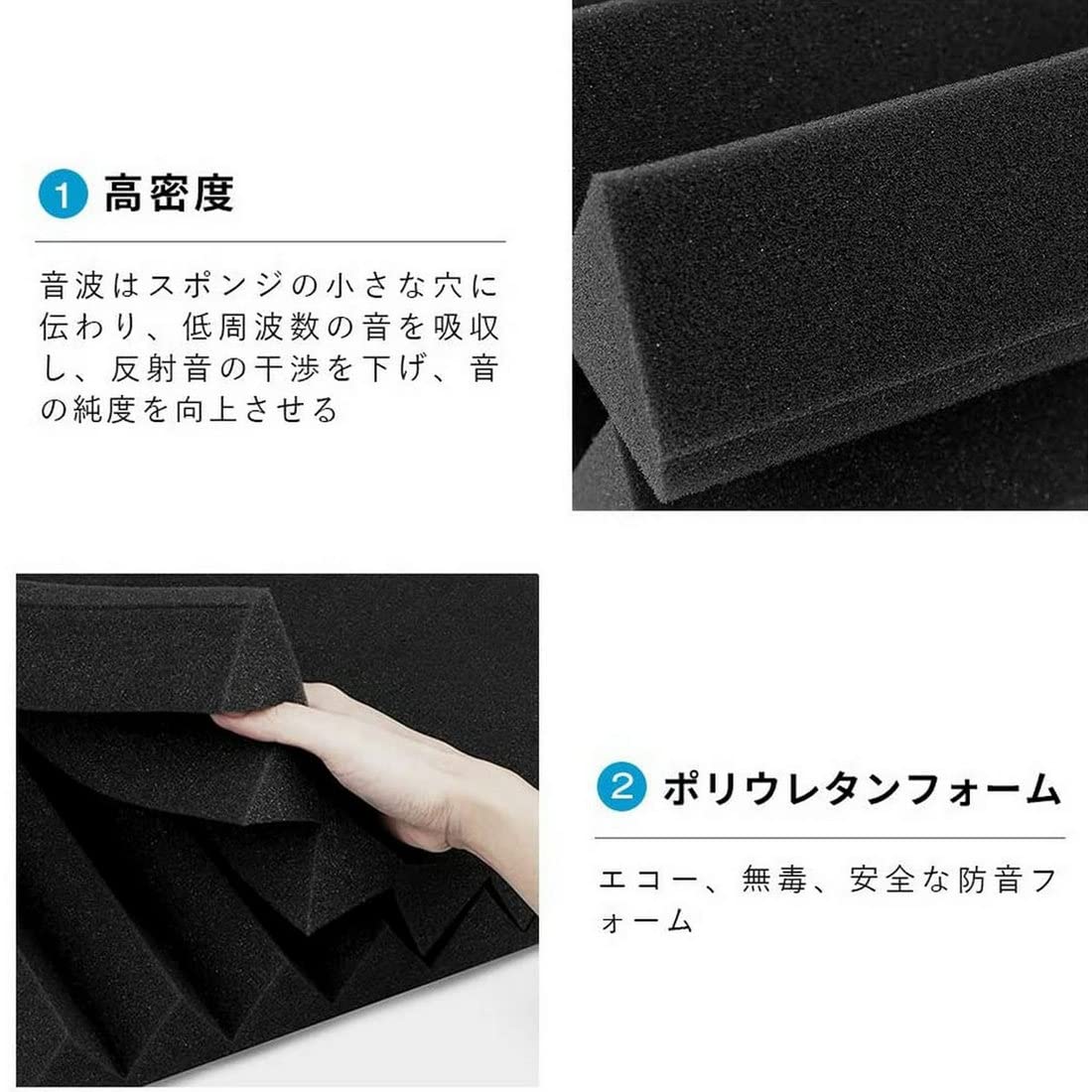 Amazon.co.jp: 吸音材 24枚セット 25*25cm 厚さ3cm フラット 防音材