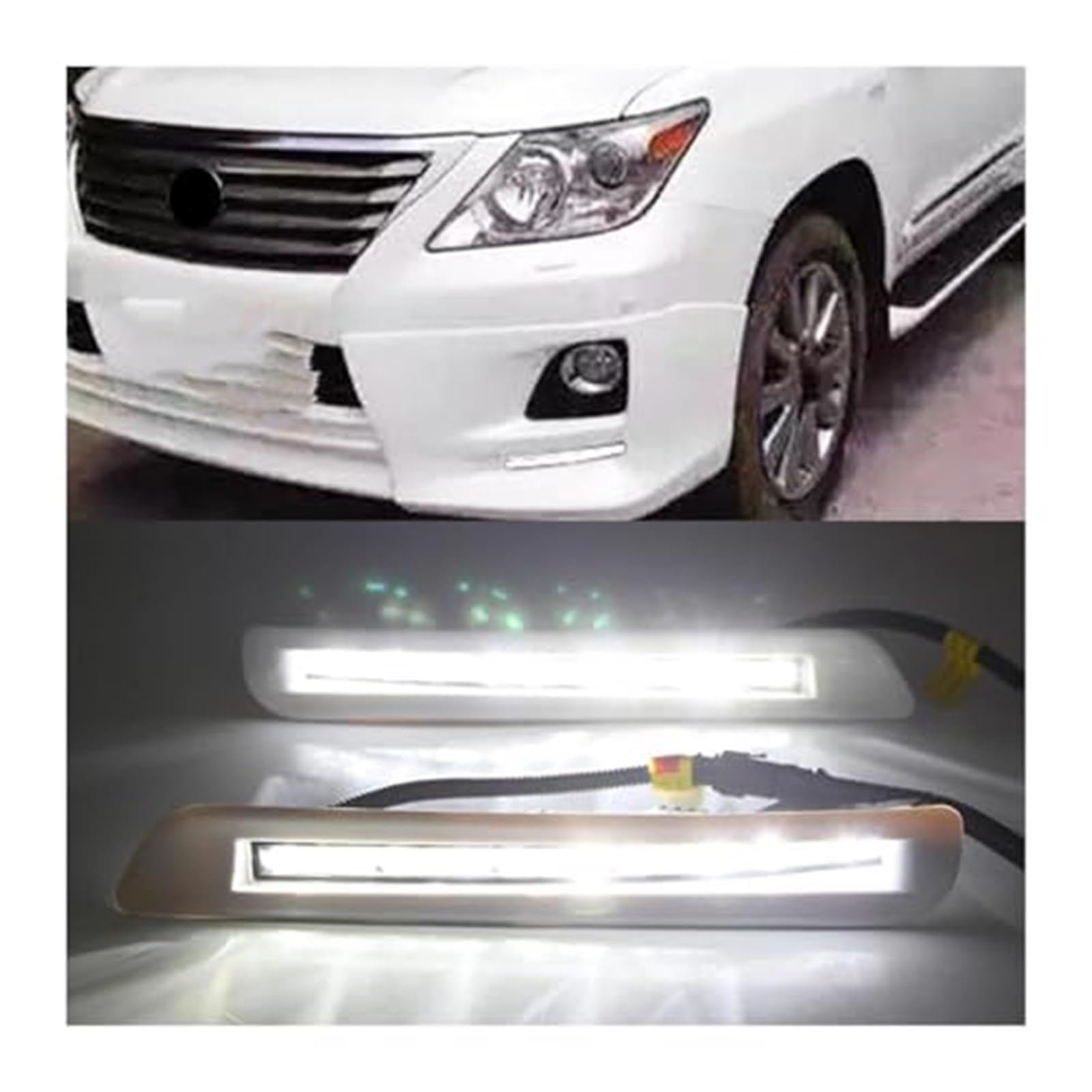 Dla Lexus, dla LX570 2011 miganie samochodu 1 para światła do jazdy dziennej LED wodoodporna lampa przeciwmgielna DRL lampka kierunkowskazu Światło kierunkowskazu samochodowego(BLACK Black cov