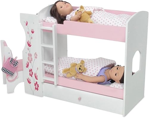 Miniatura 8 de Emily Rose Litera de muñeca de 18 pulgadas, camas de muñecas para muñecas de 18 pulgadas, litera de muñecas de bebé con cajón grande de