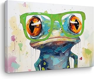 TBT Colorful Frog Wall Art - Funny Frog Lovers Gift - Framed Poster Artwork Prints for Home Farmhouse Bathroom Kitchen Bedroom Living Room 15" x 11.4"