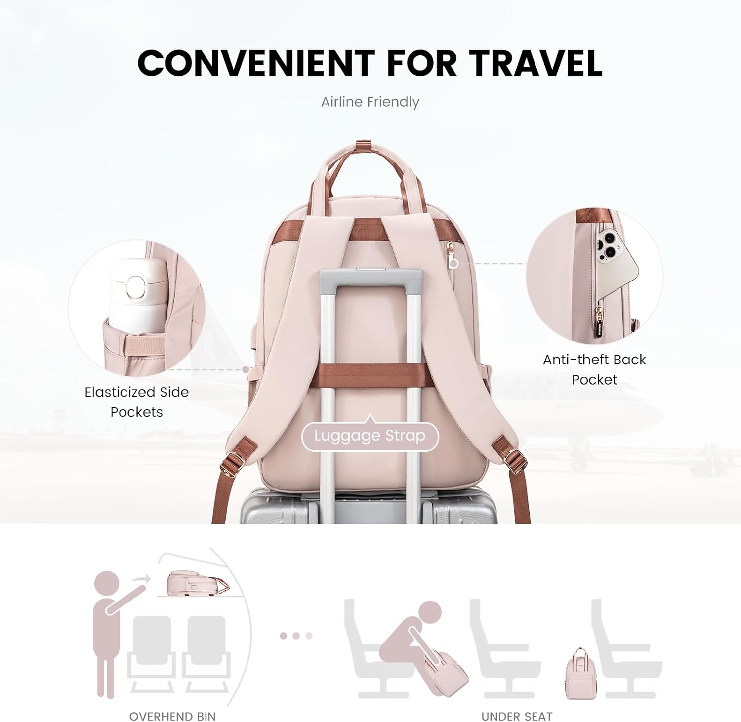 LOVEVOOK Laptop Backpack for Women, 17 Inch Travel Laptop Bag with USB Port, Waterproof Computer Backpack Purse for Work Teacher Nurse, Durable Casual Daypack - Image 4