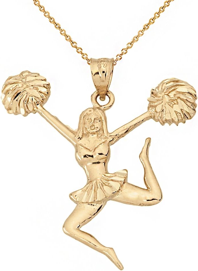 Cheerleader Cheer Girl Pom Poms Pendant Necklace