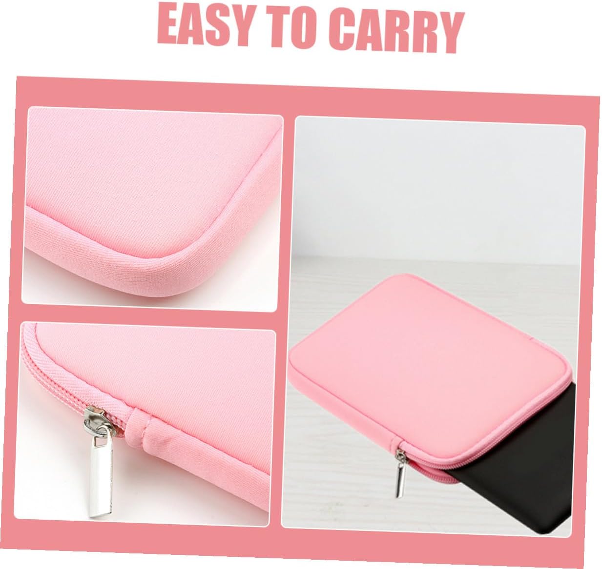 MERRYHAPY Ebook Reader Case Compatible with Paperwhite Ultralight Protective Sleeve Featuring Reliable Zipper Closure Stylish Pink E-Reader Bag for Travel and Daily Use