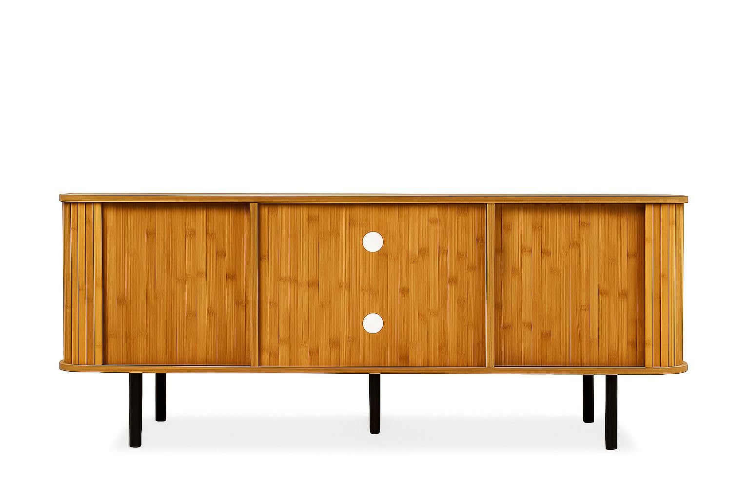 Meuble TV Bois Clair avec Portes Coulissantes – Design Industriel et Élégant – pour Télévision Jusqu’à 140 cm – Rangement Salon Fonctionnel – Meuble Télé Moderne Chêne Clair - H55 x L140 x P40cm