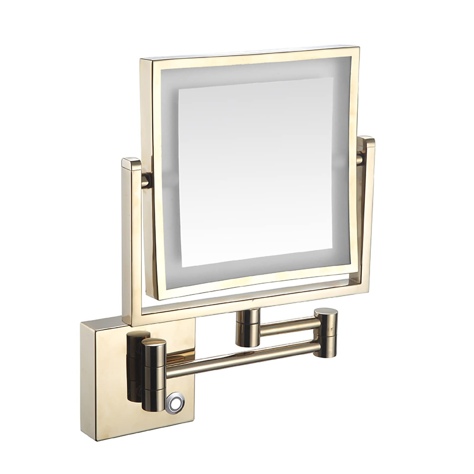 Espejo de maquillaje de doble cara montado en la pared con aumento de 1x/3x, espejo de tocador con lámpara extensible y giratorio de 360° para mujer