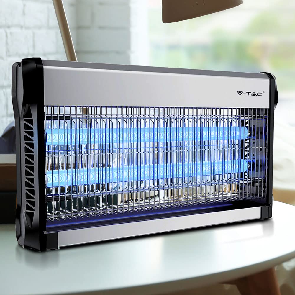 etc-shop Insektenvernichter Mückenschutz Elektrischer Insektenvernichter 100m2 Lock Effekt UV Strahlen, Moskitolampe, Aluminium, Schalter, LxBxH 50,2x9,35x28