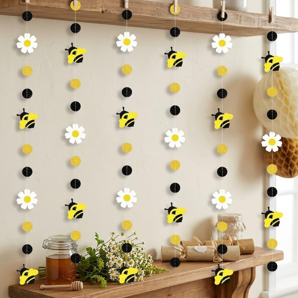 Bee Flower Banner Garland Bumble Gender Reveal Decorations