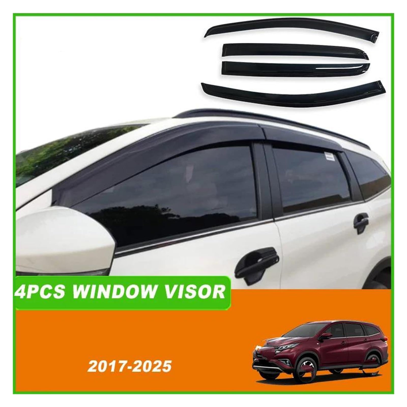 Deflectores Viento Visera Ventana Puerta Protección Contra Lluvia Viento Para Rush 2017-2025 Parasol Ventana Coche Protección Contra Intemperie Contra La Lluvia Viento Deflectores Ventanas Laterales