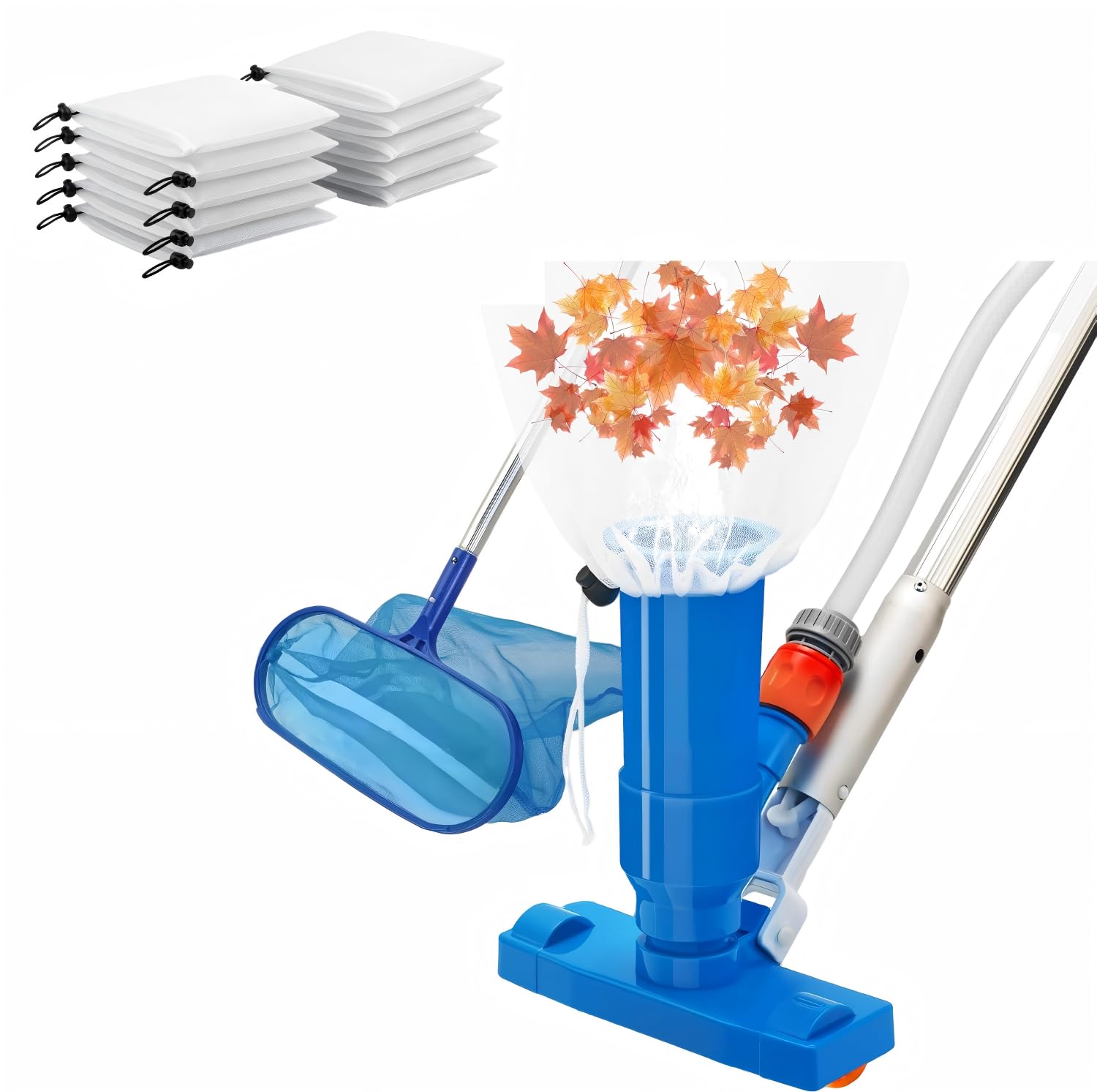 ypsdfs Complete Pool Cleaning Kit with 140cm Pole, Pool Vacuum and Pond- Built for Dirt Vacuuming in Jacuzzis & Outdoor Pools